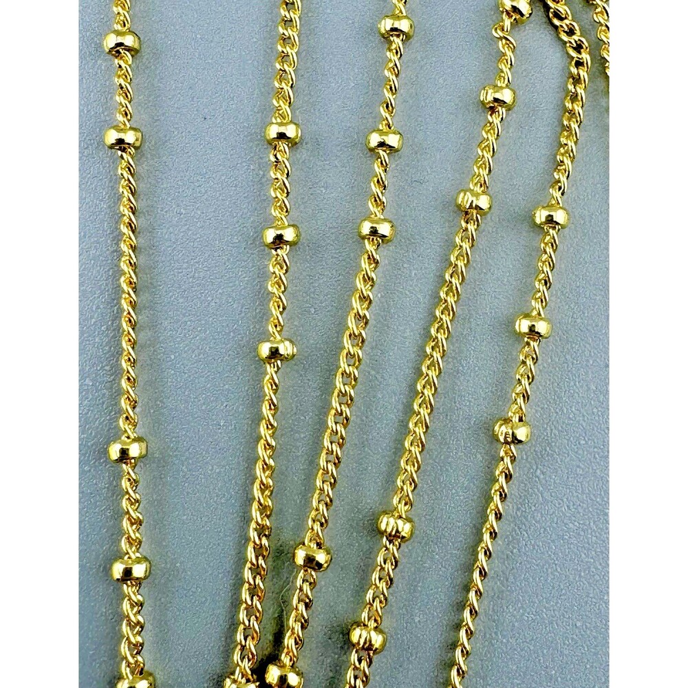 Gorjana Gold Plated Layering Necklace Set Heart Beaded Station Chain Vintage